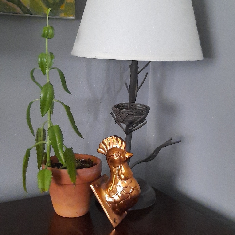 Farmhouse decor brass chicken towel holder